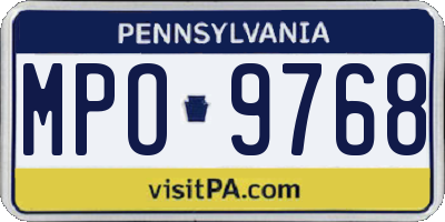 PA license plate MPO9768