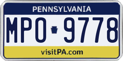 PA license plate MPO9778