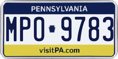 PA license plate MPO9783