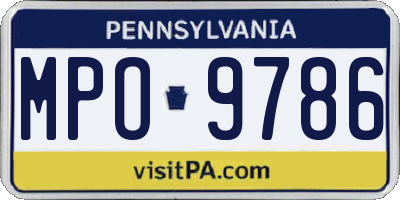 PA license plate MPO9786