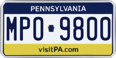 PA license plate MPO9800