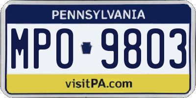 PA license plate MPO9803