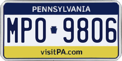 PA license plate MPO9806