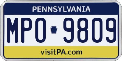 PA license plate MPO9809