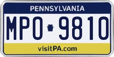 PA license plate MPO9810
