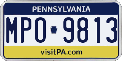 PA license plate MPO9813