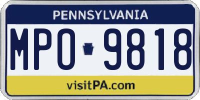 PA license plate MPO9818