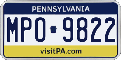 PA license plate MPO9822