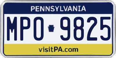 PA license plate MPO9825