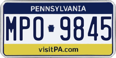 PA license plate MPO9845