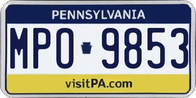 PA license plate MPO9853