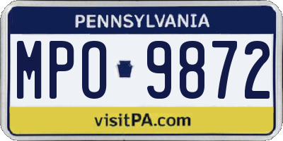 PA license plate MPO9872