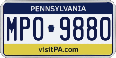 PA license plate MPO9880