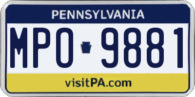 PA license plate MPO9881
