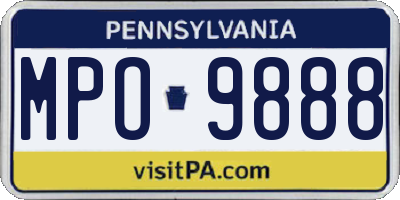 PA license plate MPO9888