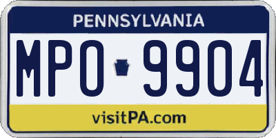 PA license plate MPO9904