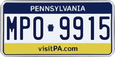 PA license plate MPO9915
