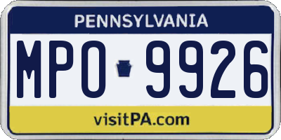 PA license plate MPO9926