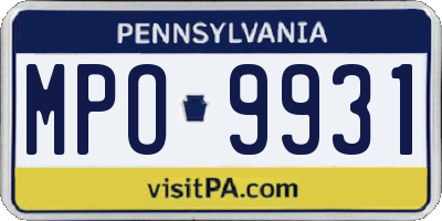 PA license plate MPO9931