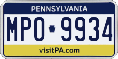 PA license plate MPO9934
