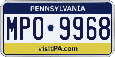 PA license plate MPO9968