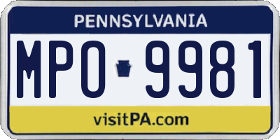 PA license plate MPO9981