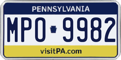PA license plate MPO9982