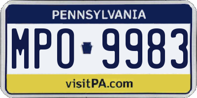 PA license plate MPO9983
