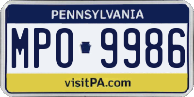 PA license plate MPO9986