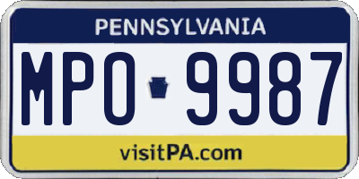 PA license plate MPO9987