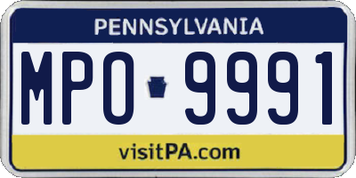 PA license plate MPO9991