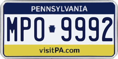 PA license plate MPO9992