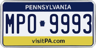 PA license plate MPO9993