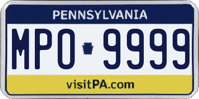PA license plate MPO9999