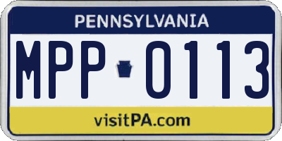 PA license plate MPP0113