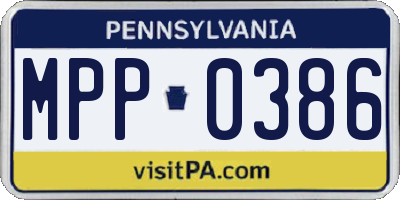 PA license plate MPP0386