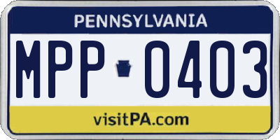 PA license plate MPP0403
