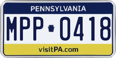 PA license plate MPP0418