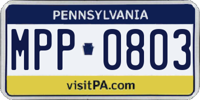 PA license plate MPP0803