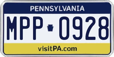 PA license plate MPP0928