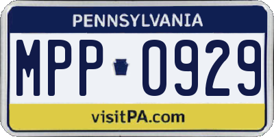 PA license plate MPP0929