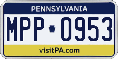 PA license plate MPP0953