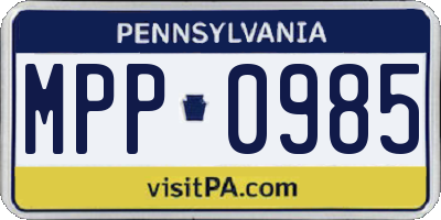 PA license plate MPP0985