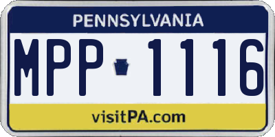 PA license plate MPP1116