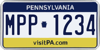 PA license plate MPP1234