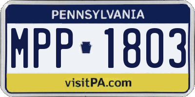 PA license plate MPP1803