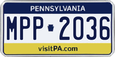 PA license plate MPP2036