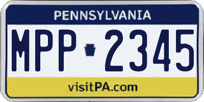 PA license plate MPP2345