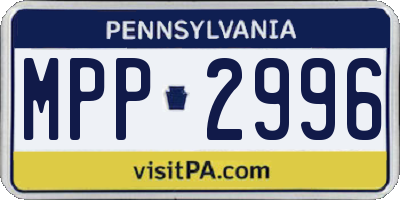 PA license plate MPP2996