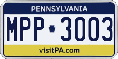 PA license plate MPP3003
